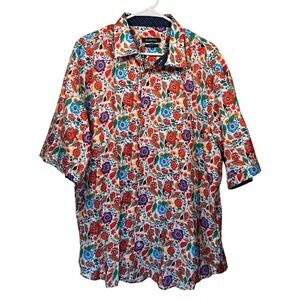 BUGATCHI XXL Floral Print Short Sleeve Shirt Colorful Button Down